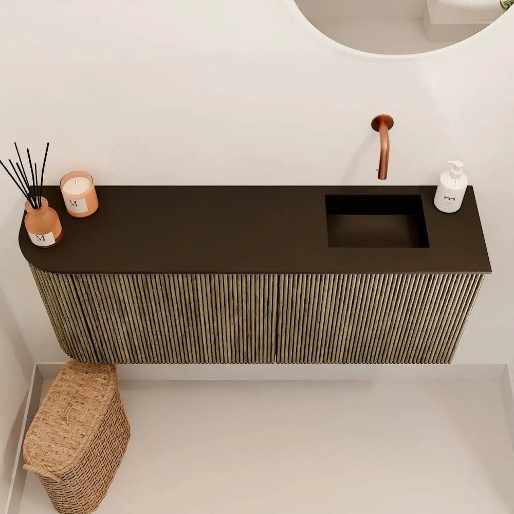 Mondiaz Joya 100cm toiletmeubel ronding links dusk met wastafel faye rechts zonder kraangat urban