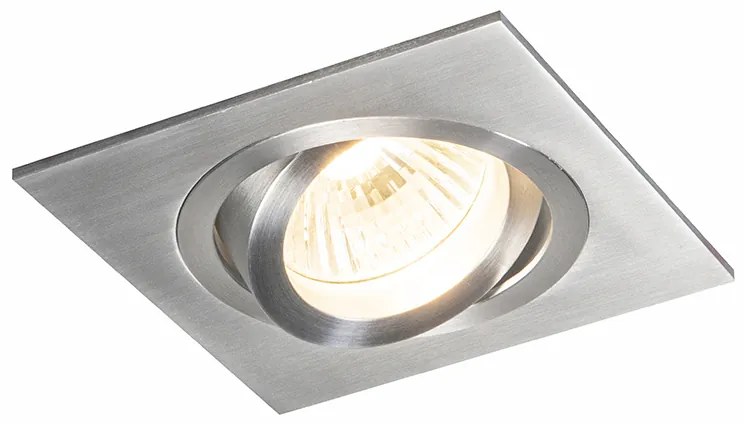 Smart inbouwspot staal incl. WiFi GU10 kantelbaar - Lock 1 Modern GU10 vierkant Binnenverlichting Lamp