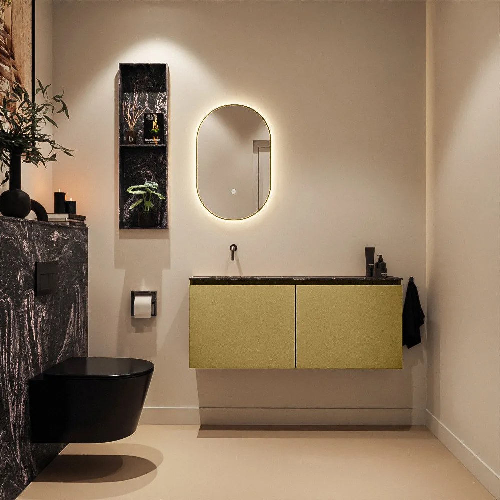 Mondiaz Ture DLux toiletmeubel 120cm oro met wastafel lava links zonder kraangat