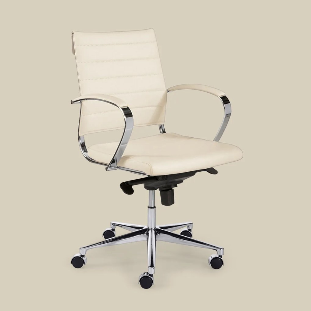 Design Bureaustoel Van Wit PU-leder
