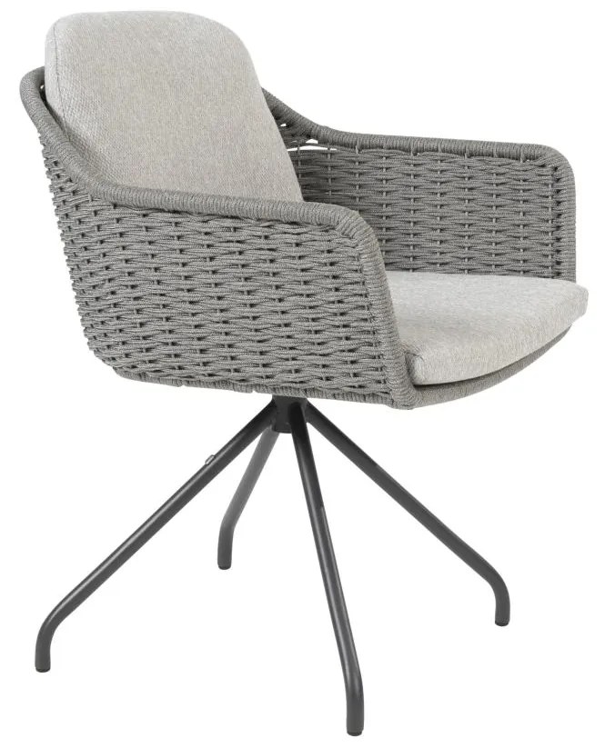 4 Seasons Outdoor Focus dining set silvergrey met Minerva tafel HPL blad dark grey 220 cm Tuinset antraciet weerbestendig