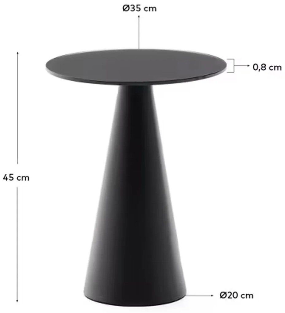 Kave Home Wilshire Ronde Bijzettafel Mat Glas Zwart 35 Cm - 35 X 35cm.