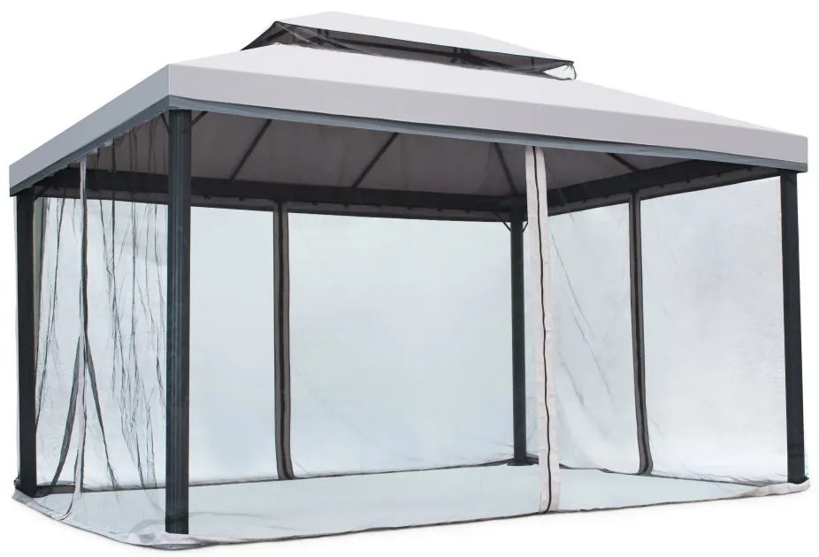 Grijs tuinpaviljoen met muskietennet Valencia 3x4 m Garden Point