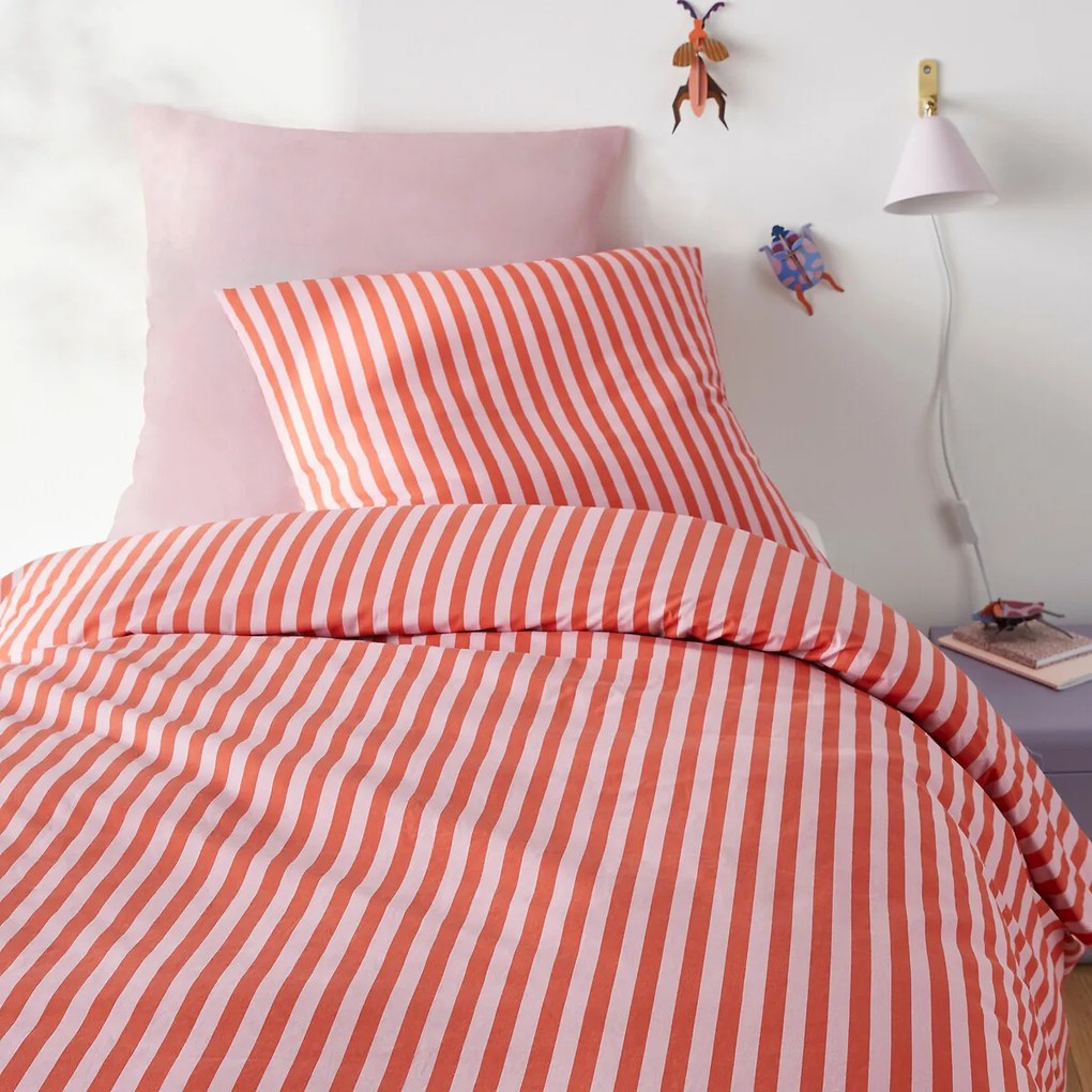 Bedset 50% gerecycled katoen, Sacha roze