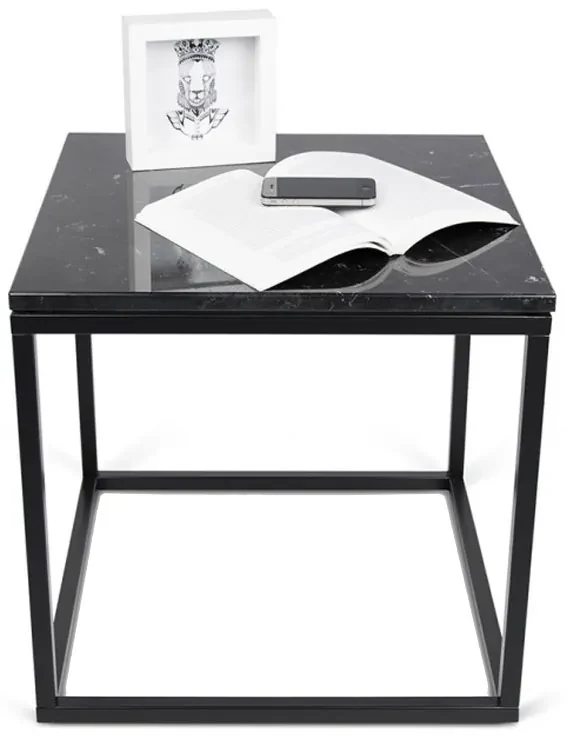 TemaHome Prairie Zwart Marmeren Tafeltje Met Zwart - 50 X 50cm.