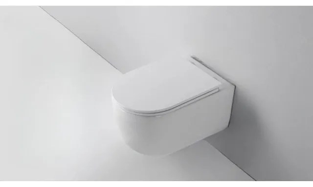 QeramiQ Dely Swirl Wandclosetset - 36.5x53.0cm - diepspoel - rimless - slim zitting - glans wit SW1026256/SW1000766