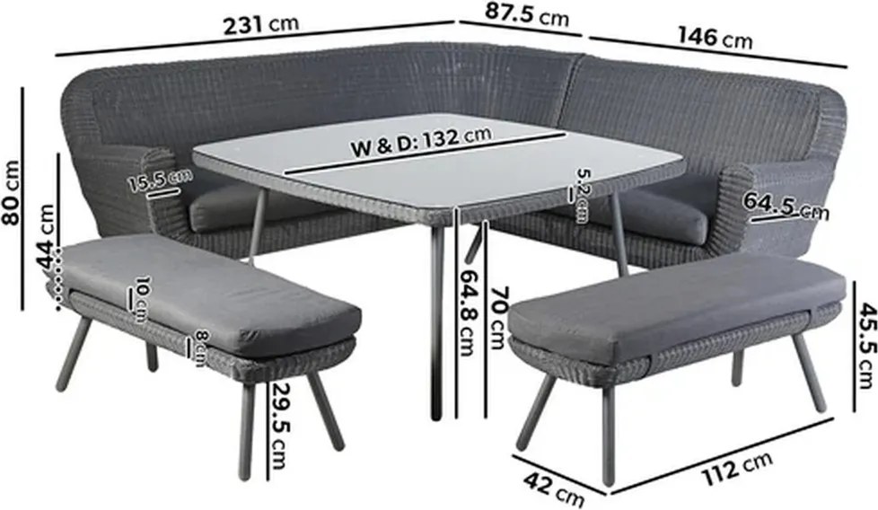 The Outsider Hoek Lounge Diningset - Jonah - Wicker - Antraciet - The Outsider