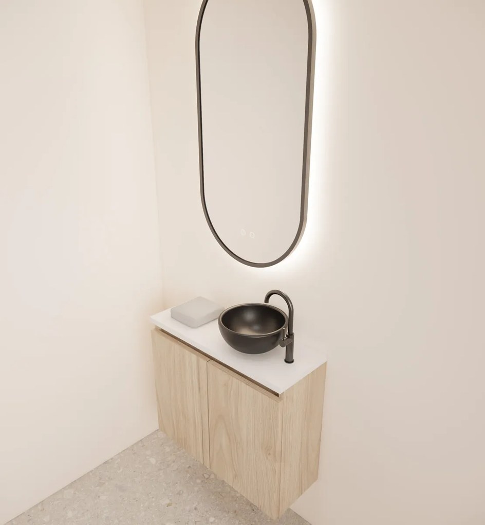 Gliss Design Echo toiletmeubel 60cm kastanje met toppaneel wit mat