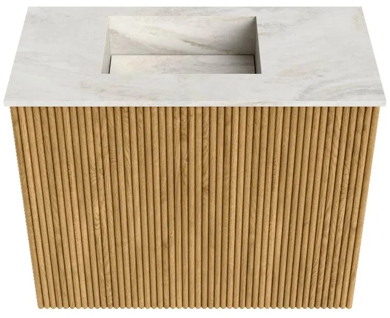 Mondiaz Joya DLux 50cm toiletmeubel oak met wastafel faye links zonder kraangat ostra