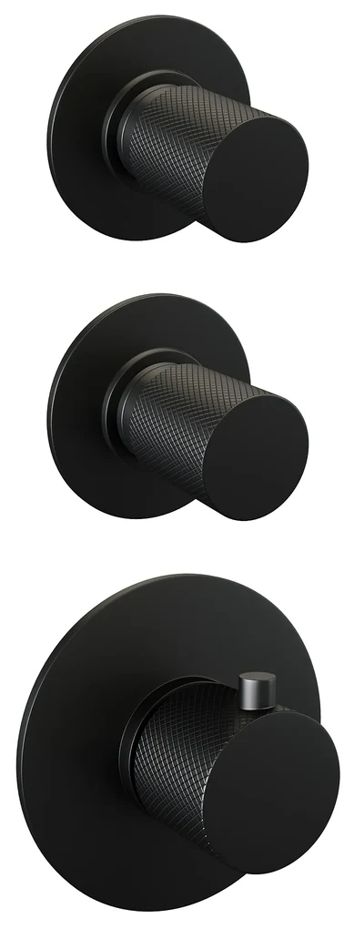 Brauer Black Carving complete inbouw regendouche set 10 met 30cm douchekop, gebogen muurarm en 3 standen handdouche mat zwart