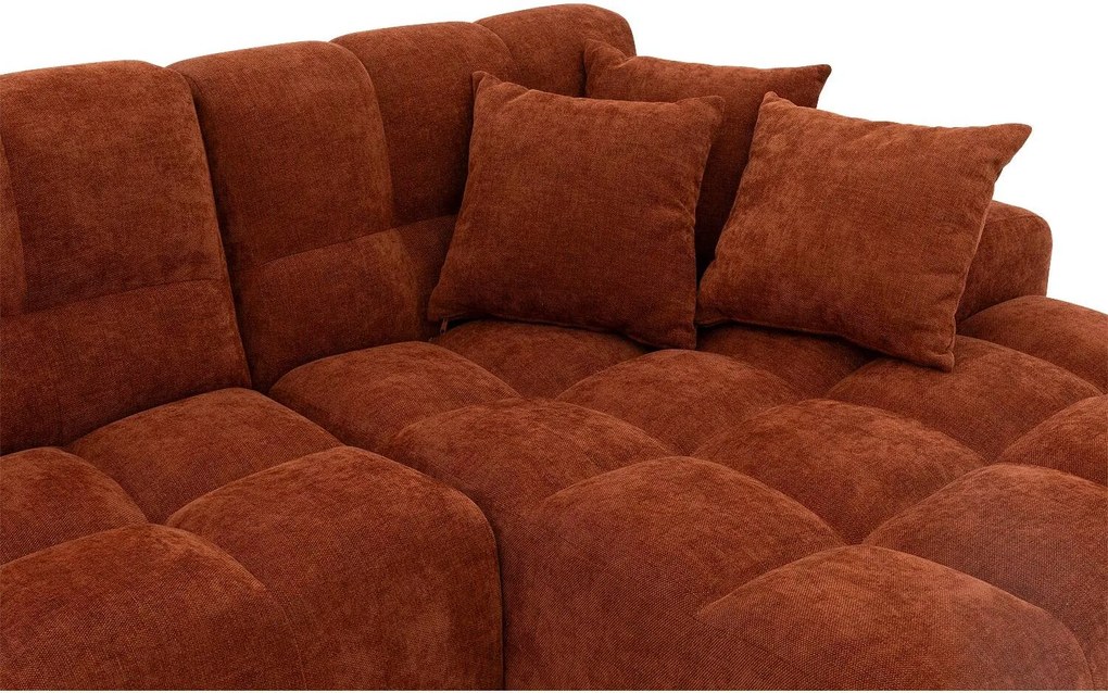Goossens Excellent Bank Kubus - 30 X 30 Cm Stiksel rood, stof, 1,5-zits, modern design met chaise longue links