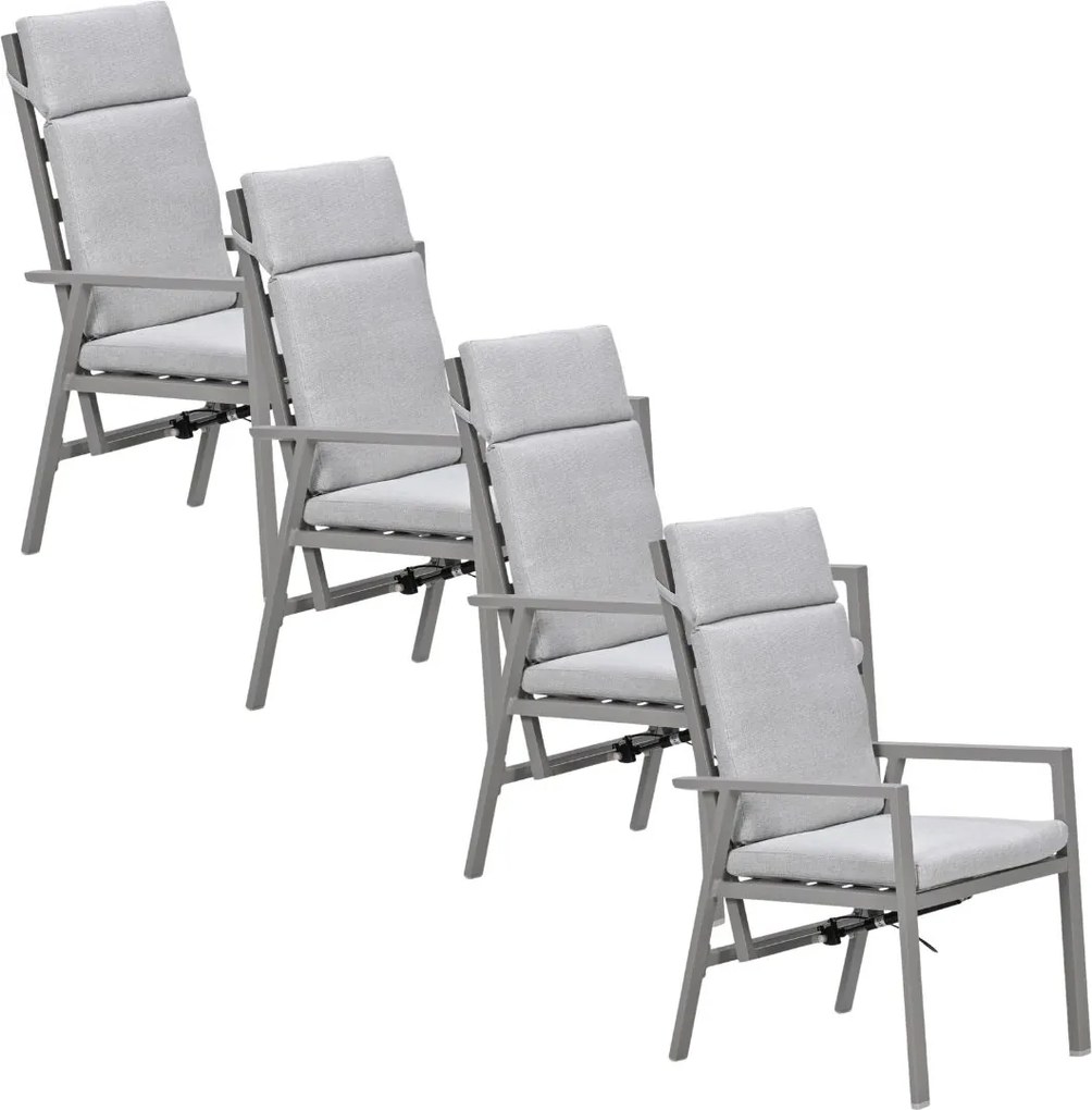 Garden Impressions Kasper tuinstoel verstelbaar taupe - 4 stuks