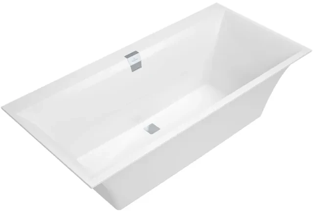 Villeroy & Boch Squaro Edge 12 kunststof bad quaryl rechthoekig 160x75x45cm incl. poten en afvoer /overloopcombinatie wit ubq160sqe2dv-01