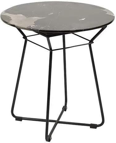 Kaja Collection | Tafel Messi ø 52 cm x hoogte 50 cm x dikte blad 1 cm zwart bijzettafels metaal, marmer tafels meubels | NADUVI outlet