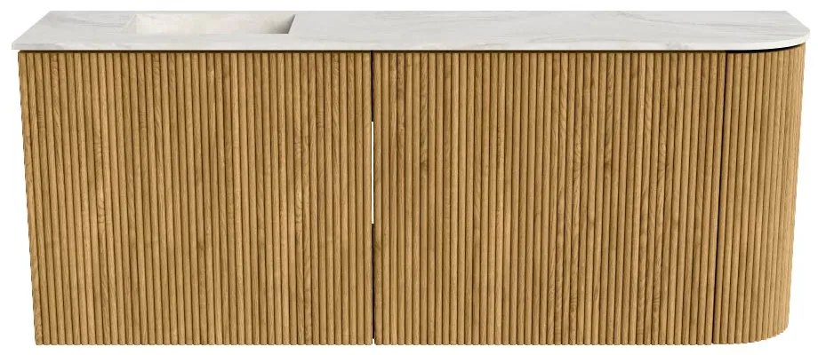 Mondiaz Joya DLux 100cm toiletmeubel ronding rechts oak met wastafel faye links 1 kraangat ostra