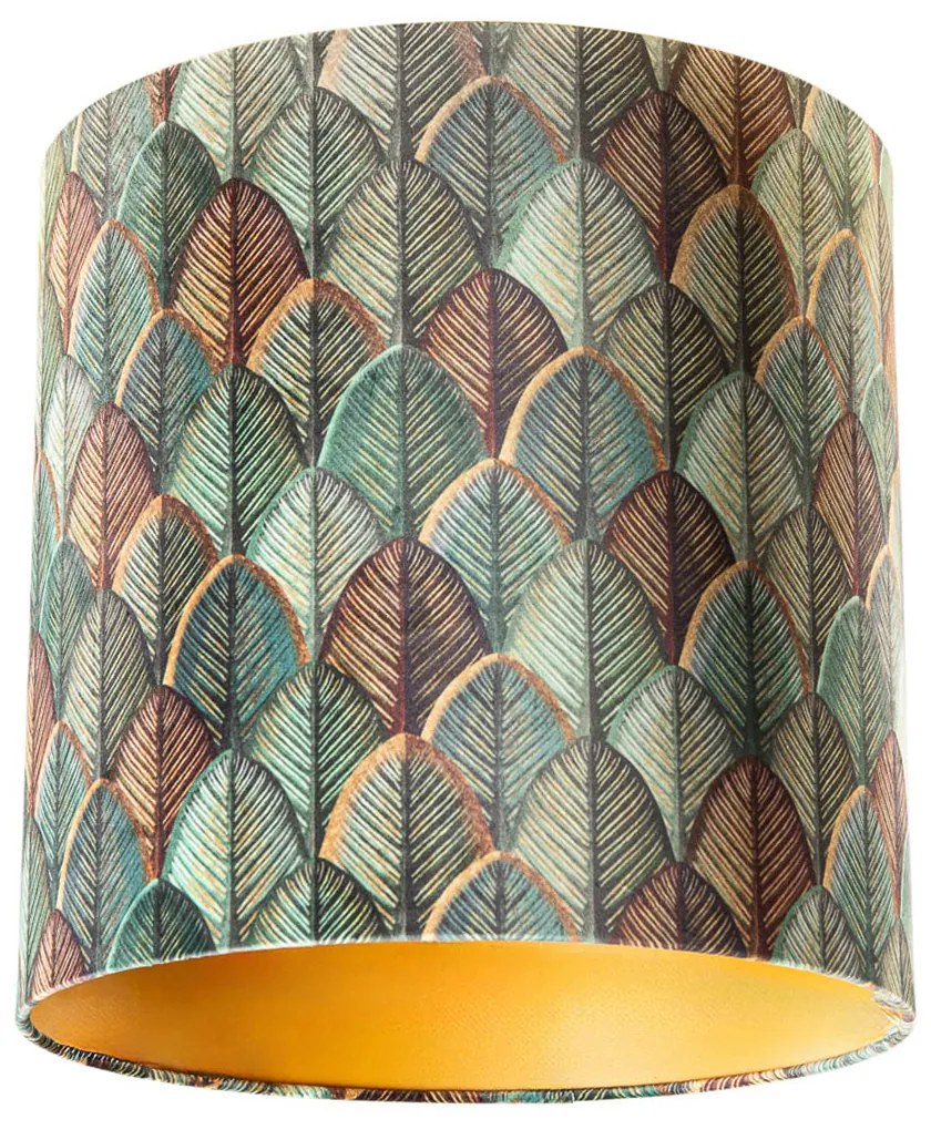 Velours lampenkap blad dessin met gouden binnenkant 40/40/40