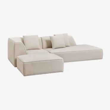 Modulaire Hoekbank Van 2 Delen Met Rechter Chaise Longue En Gestoffeerde Poef Cardea Chenille Crèmebeige - Sklum