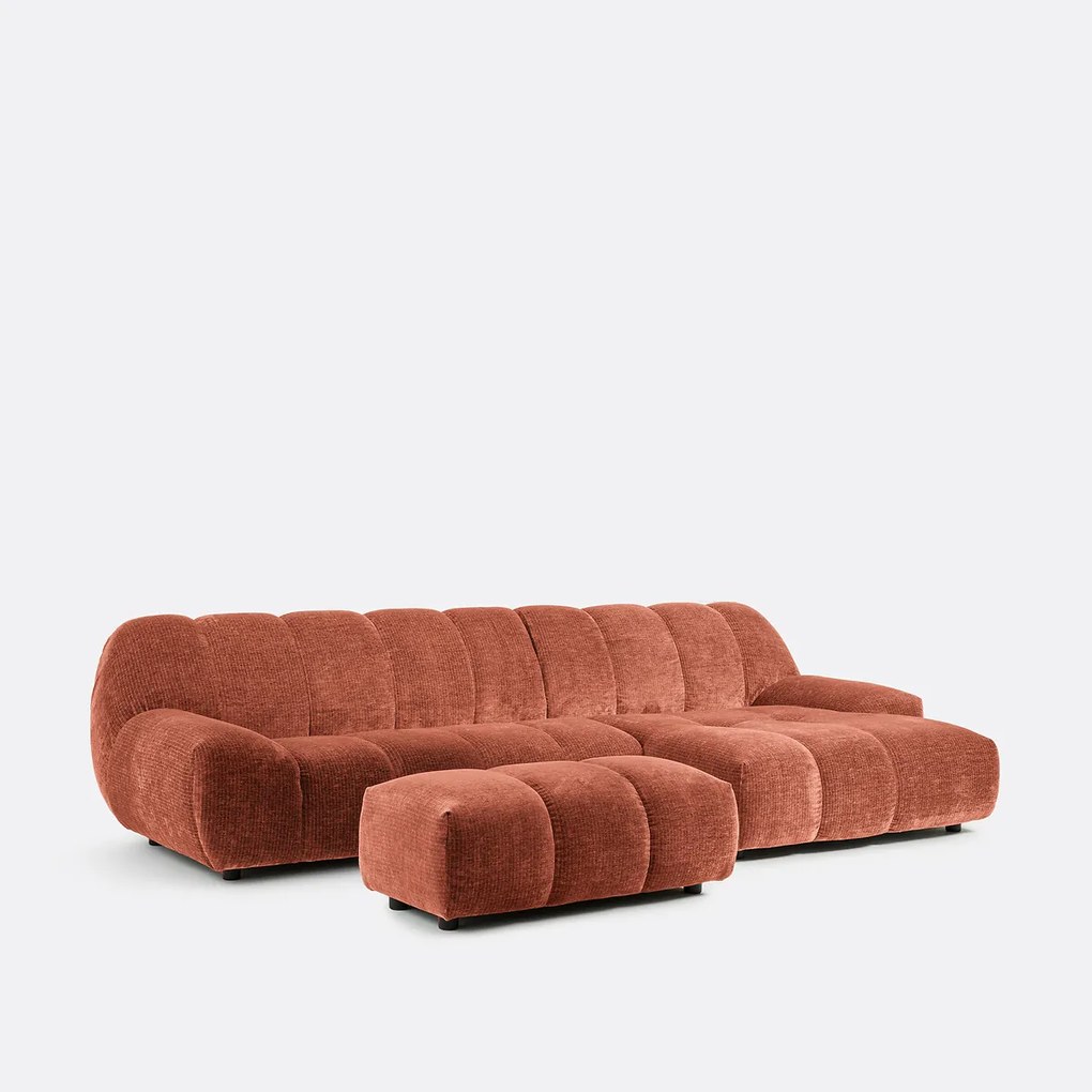 XL poef, vintage ribfluweel, L109 cm, Nuria