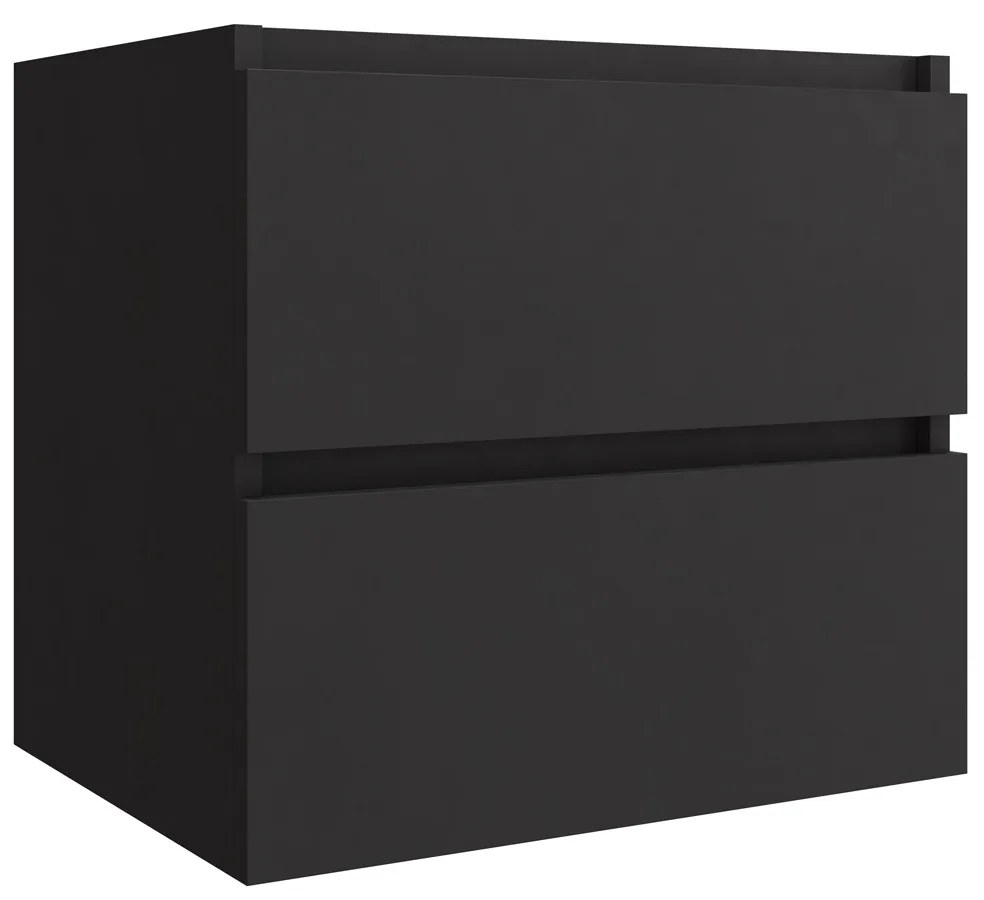 Fontana Proma badmeubel 60cm met zwarte waskom zwart mat