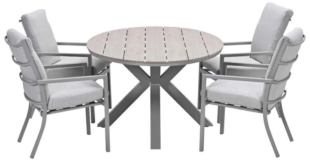 Garden Impressions Senja tuinset 5-delig valley sand - Tulli tuintafel 180x115 cm - light teak vironwood