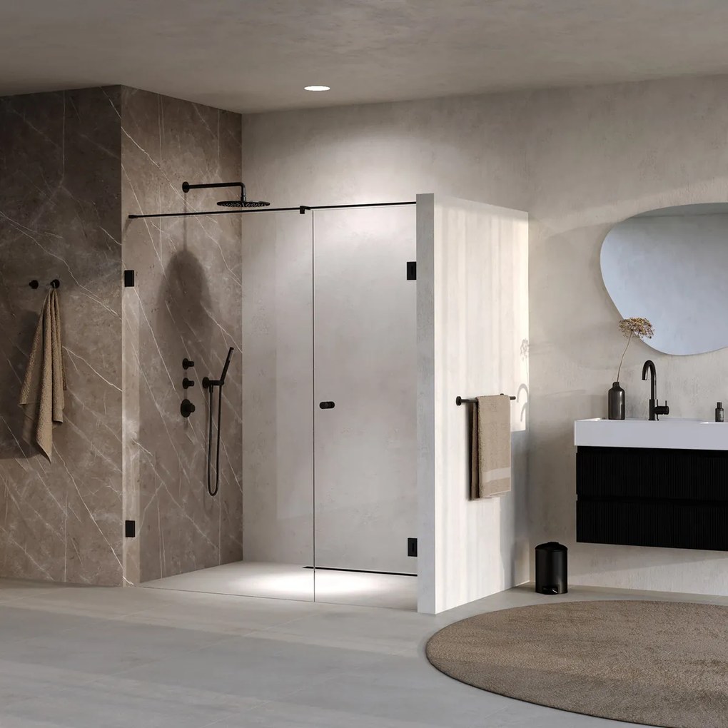 Brauer Void Carving profielloze nisdeur 180cm met draaideur 70cm aan muur zwart mat