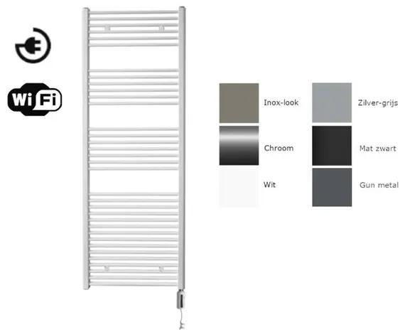Sanicare electrische design radiator 172 x 45 cm. zilver grijs met WiFi thermostaat zwart HRAWZ451720/Z