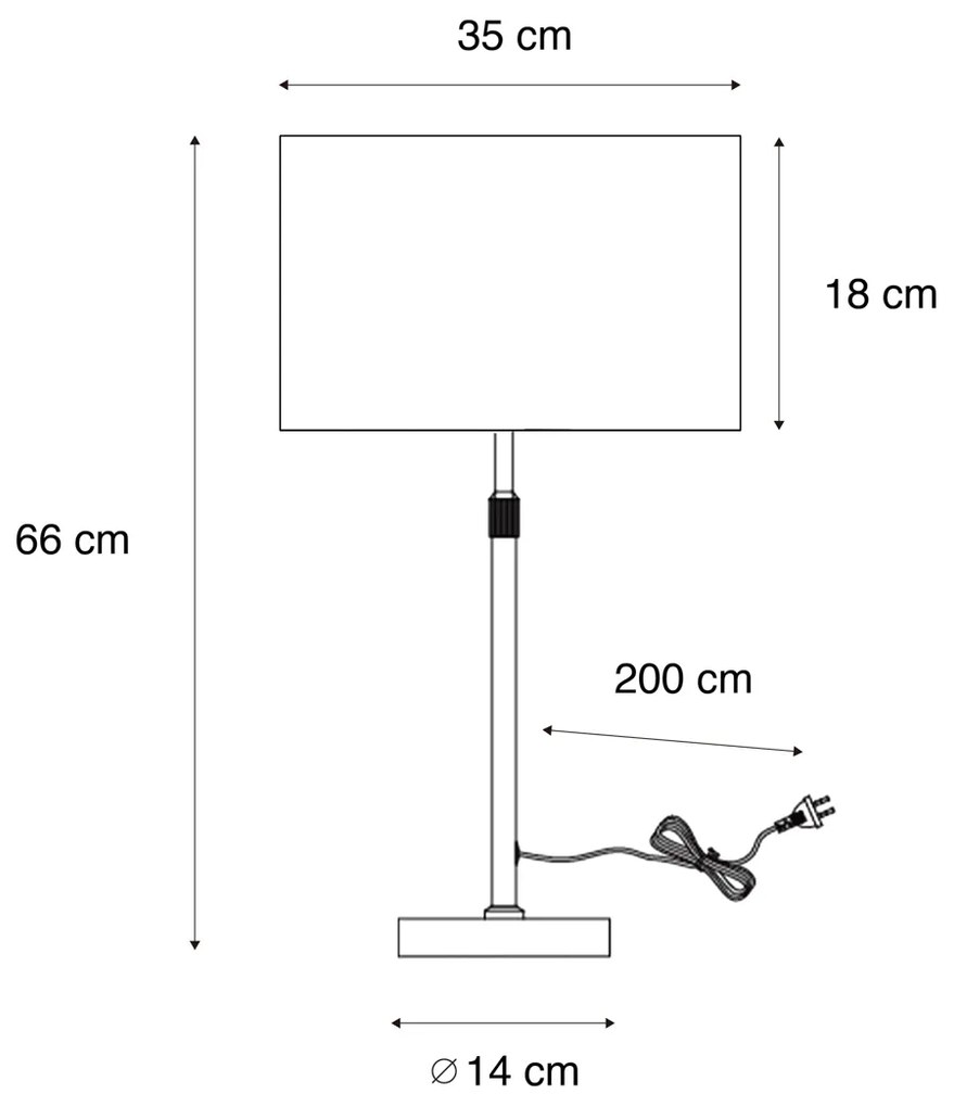 Tafellamp zwart met ovale linnen kap wit 35cm - Parte Modern E27 Scandinavisch rond Binnenverlichting Lamp