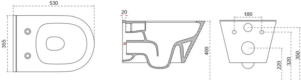 Mueller Manta randloze douche wc inclusief bidet 53cm mat wit