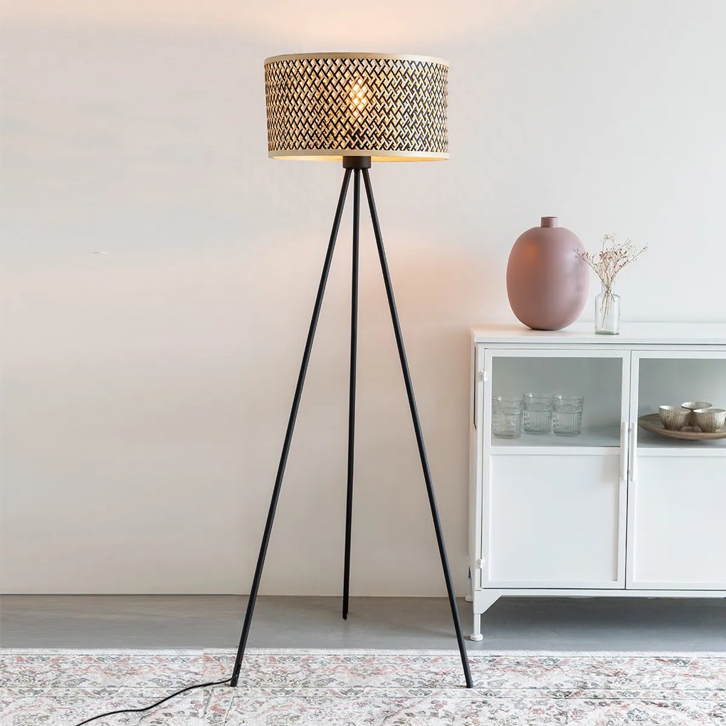 Bamboo Vloerlamp Op Driepoot