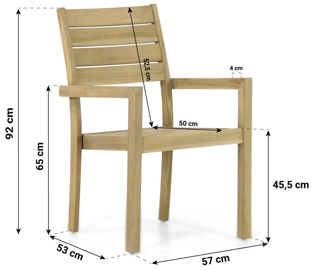 Tuinset 6 personen 240 cm Teak Naturel teak Garden Collections Liverpool/Brighton