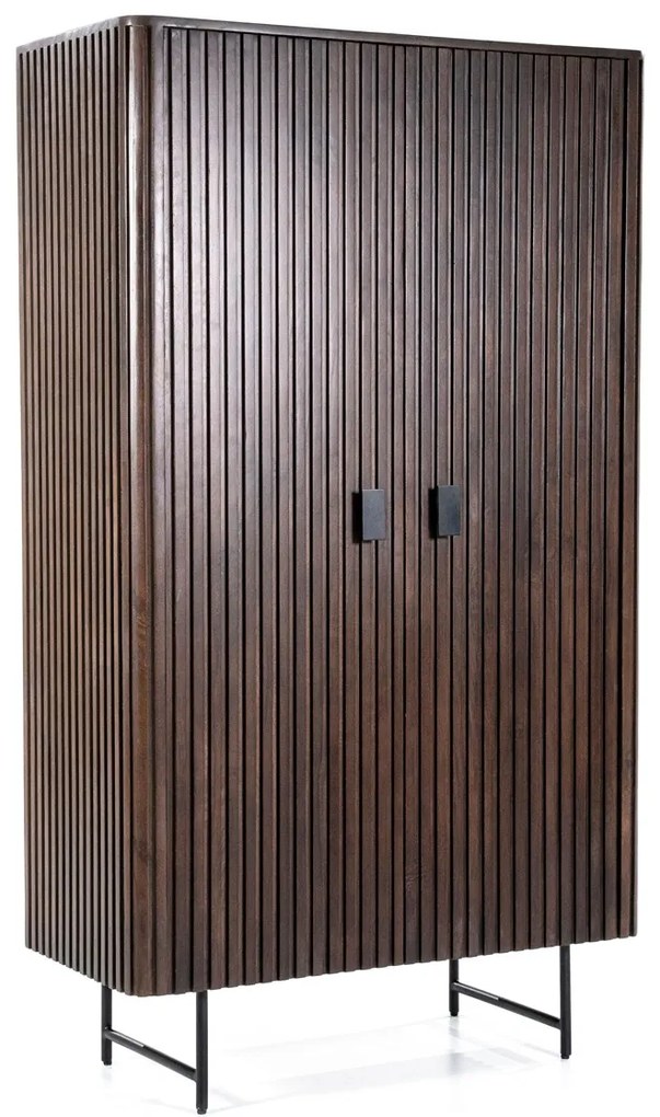 Eleonora Remi Donkerbruine Kast Met Houten Latjes - 96x45x170cm.