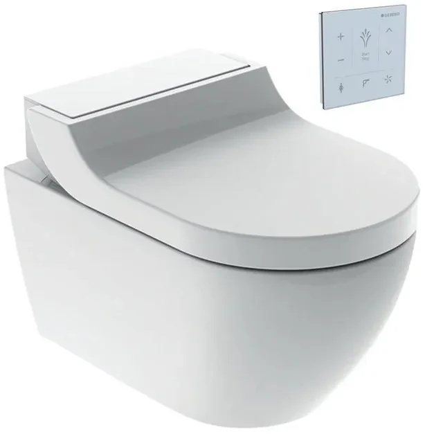 Geberit AquaClean Tuma Comfort Douchewc decorplaat glas met wandbediening wit SW87553 / SW107038