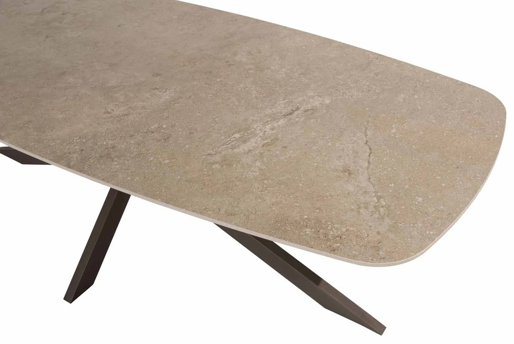 4 Seasons Outdoor Bernini tuinset terre met Prado tafel met barrelvormig blad 240 cm Tuinset bruin weerbestendig