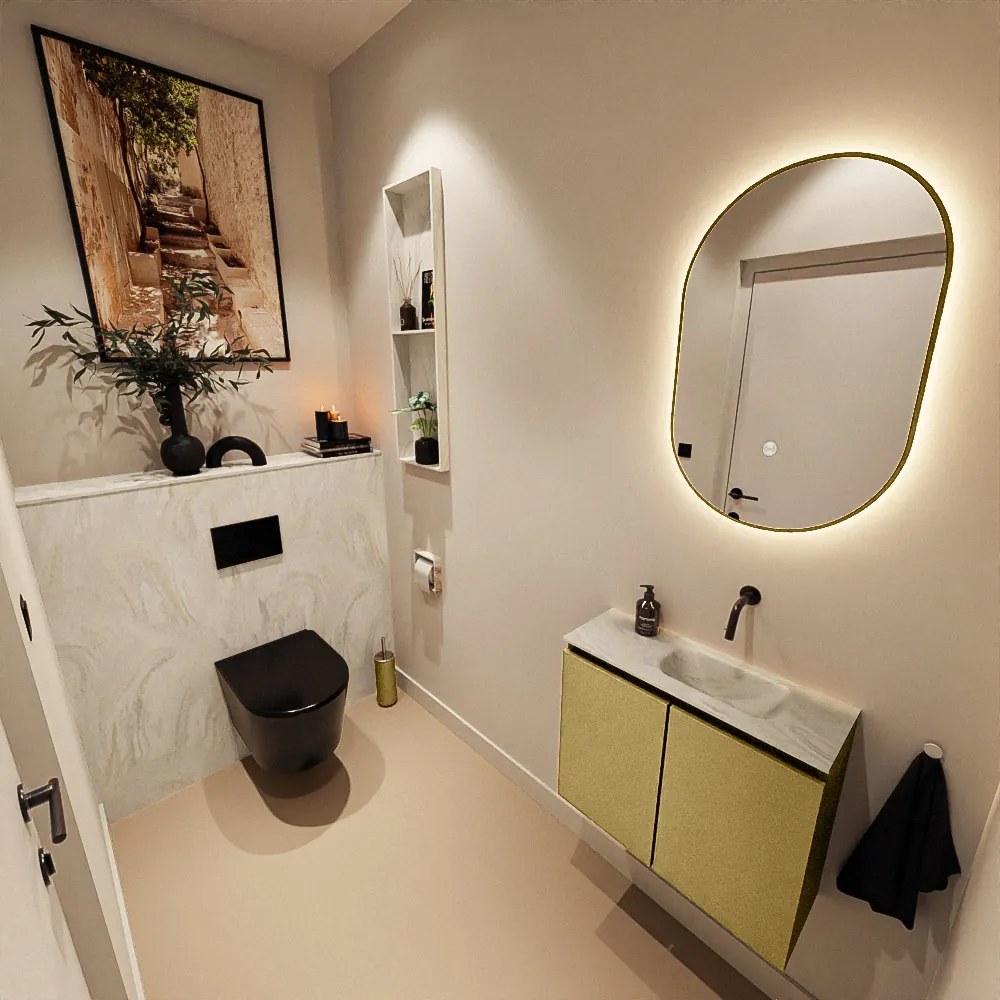 Mondiaz Ture DLux toiletmeubel 60cm oro met wastafel ostra rechts zonder kraangat