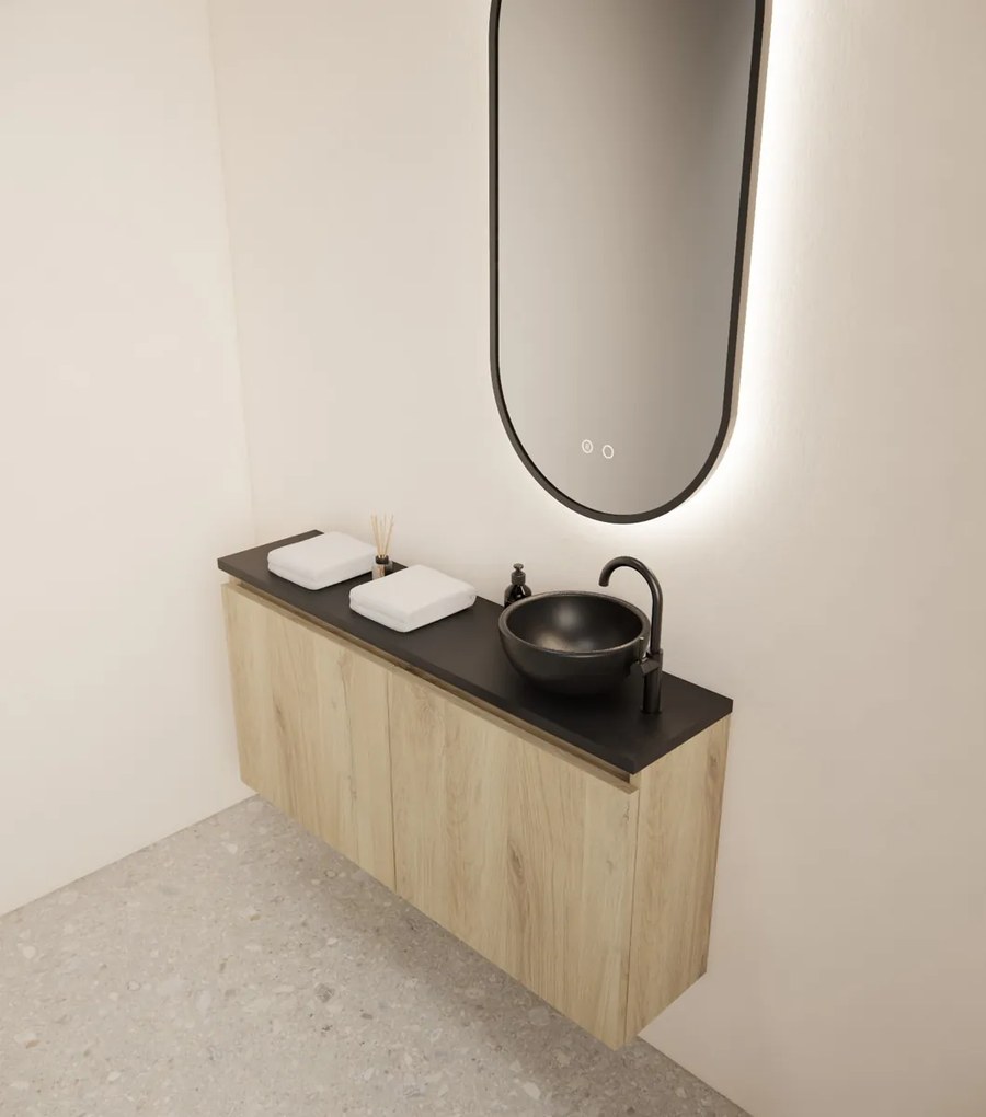 Gliss Design Echo toiletmeubel 100cm evoke eiken met toppaneel zwart mat