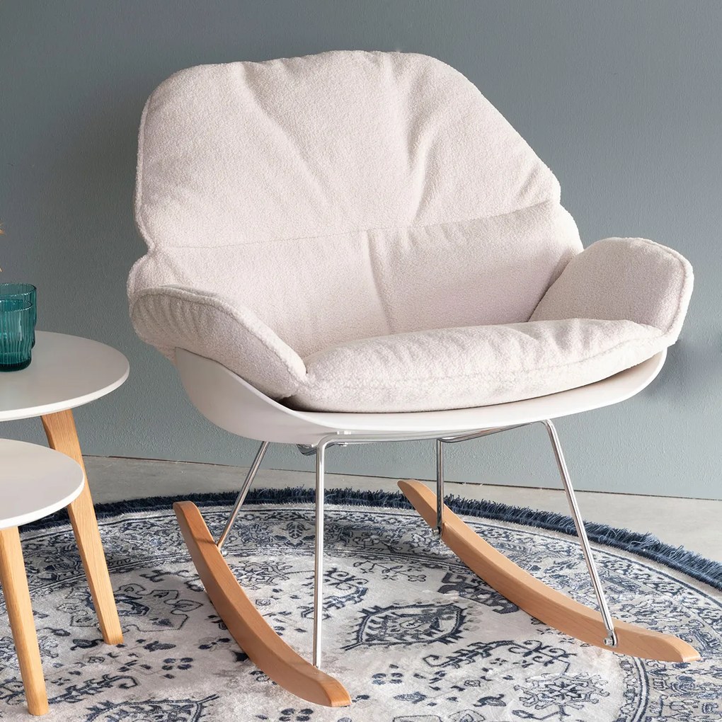 Schommelstoel Kunststof Met Beige Kussen