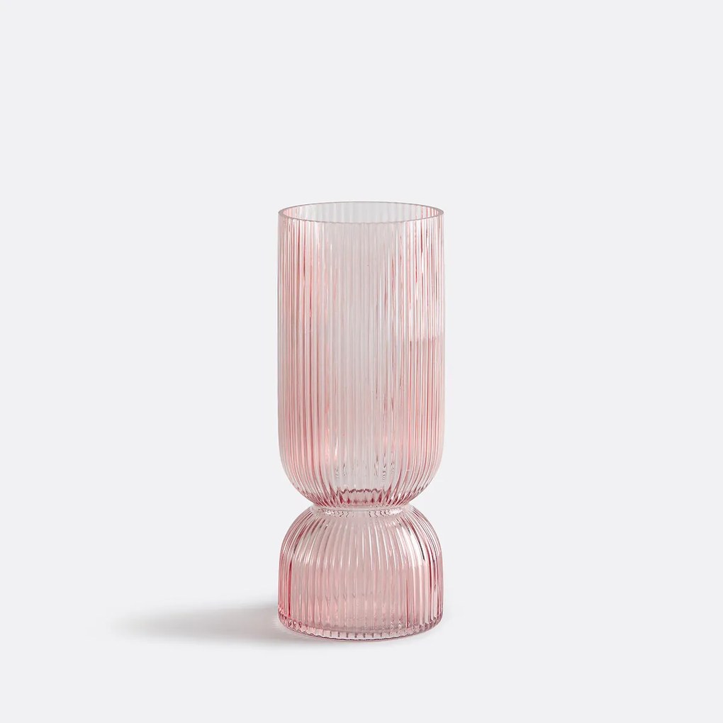 Vaas in geribbeld glas H26 cm, Valira