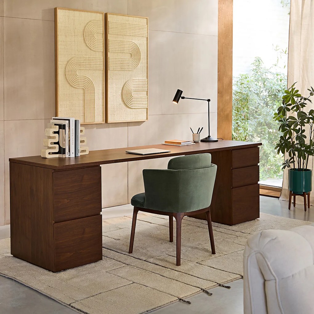 Ladeblok met 3 lades, notenhoutfineer, Working