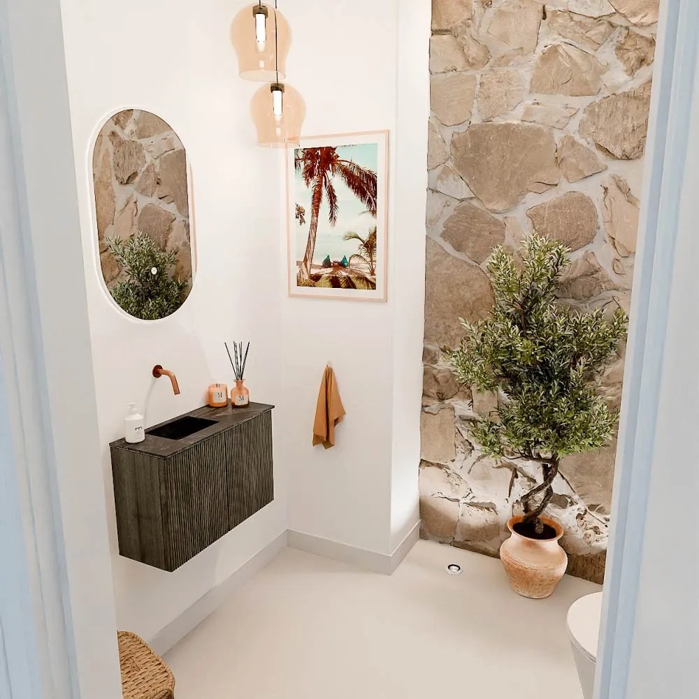 Mondiaz Joya DLux 60cm toiletmeubel shadow met wastafel faye links zonder kraangat lava