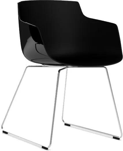 MDF Italia Flow Slim Armchair stoel zwart met slede onderstel chroom