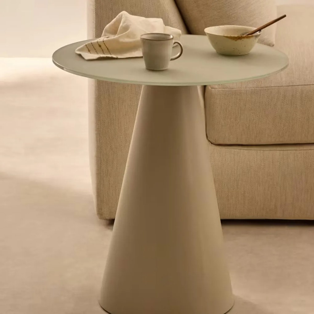Kave Home Wilshire Ronde Bijzettafel Mat Glas Grijs 50 Cm - 50 X 50cm.