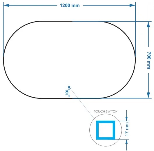 Sanigoods Paya ovale spiegel met LED-verlichting en verwarming 120x70cm