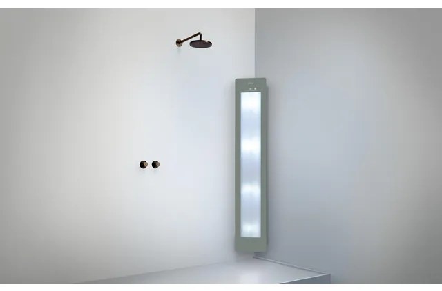 Sunshower Round Plus L infrarood + UV licht opbouw incl. installatieset hoek 185x33x25cm full body inclusief 5 jaar garantie Organic Grey L0600-L0103-SML0800-SW769631