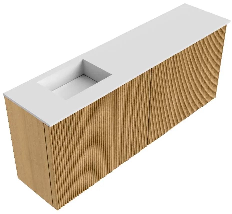 Mondiaz Joya 100cm toiletmeubel oak met wastafel faye links zonder kraangat talc