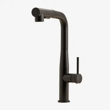 Keukenkraan Met Uittrekbare Hoge Uitloop Van Roestvrij Staal Olyt Zwart - Sklum
