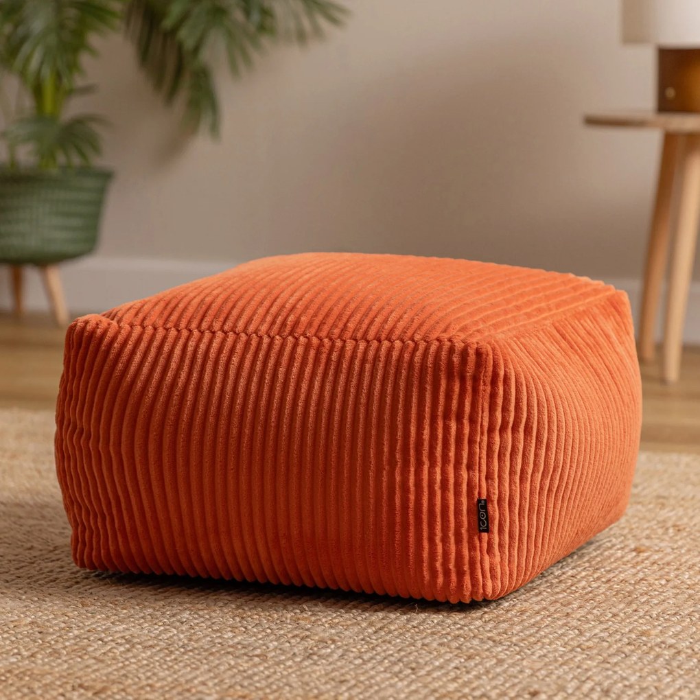 Icon Amara Jumbo Cord Square Footstool Bean Bag, Terracotta