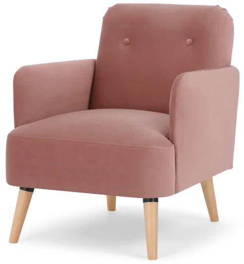 Elvi fauteuil, vintage roze fluweel