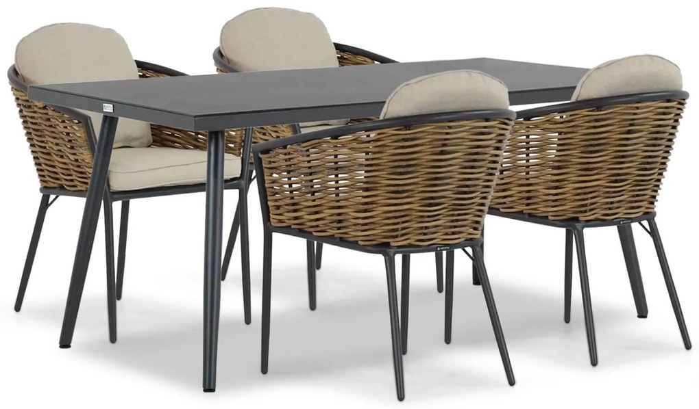 Tuinset 4 personen 170 cm Aluminium/wicker Grijs Lifestyle Garden Furniture Nice/Valencia