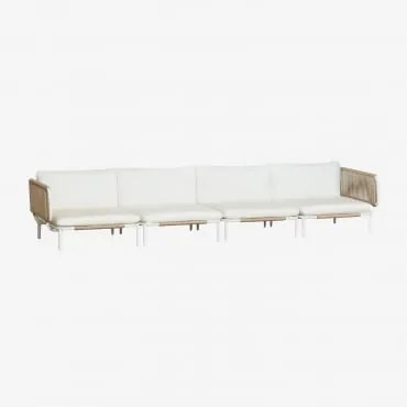 Tuinset Met Modulaire 4-delige Bank Met 2 Hoekmodules Van Roubly-staal Beige Amandelroos - Sklum