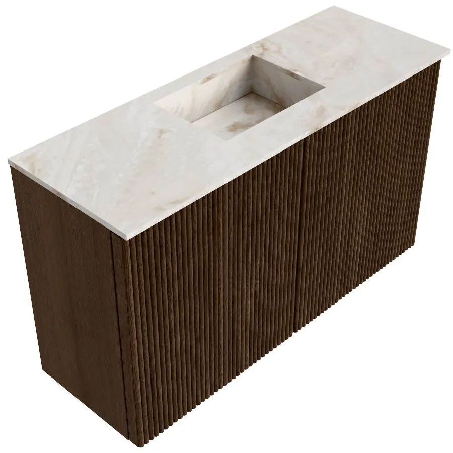 Mondiaz Joya DLux 70cm toiletmeubel walnut met wastafel faye midden 1 kraangat frappe